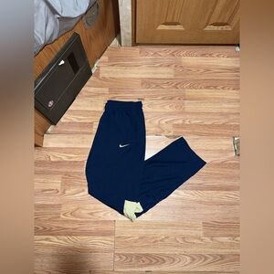Nike Dri-Fit Athletic Pants Men's Navy Blue Mesh Lined Snap Bottom Size M Y2K